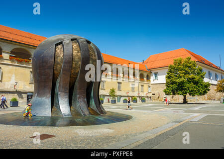 Liberation Monument (Spomenik NOB) in Freedom Square. Maribor. Lower Styria region. Slovenia, Europe. Stock Photo