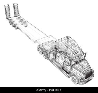 Cargo vehicle. Wire-frame. EPS10 format. Vector created of 3d. Stock Vector