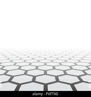 hexagonal tiles that makes a surface in perspective view. abstract vector background Stock Vector