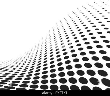 abstract dotted wavy surface. spotted halftone vector background Stock Vector