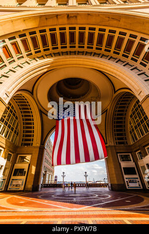 American Flag Boston Harbor Hotel   Boston, Massachusetts, USA Stock Photo