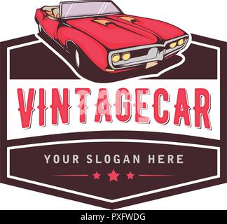 A template of classic or vintage or retro car logo design. vintage style Stock Vector