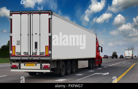 Container on the big highway. transport loads Stock Photo