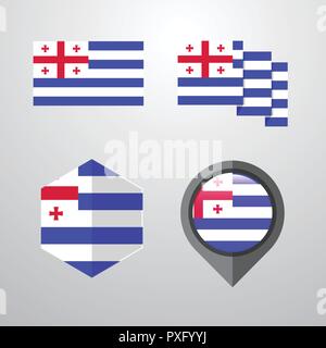 Ajaria flag design set vector Stock Vector