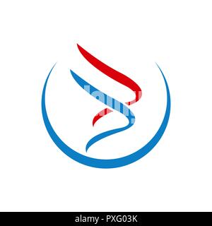 Luxury swoosh wing logo template with blue red color Stock Vector