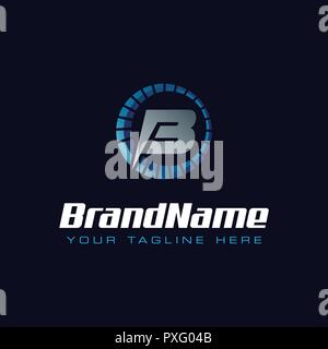 Letter B spedometer logo. Tachometer speed logo Stock Vector