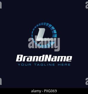 Letter L spedometer logo. Tachometer speed logo Stock Vector