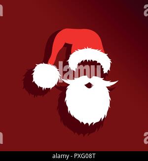Santa Claus head cartoon with red background. All the objects are in different layers and the text types do not need any font. Stock Vector