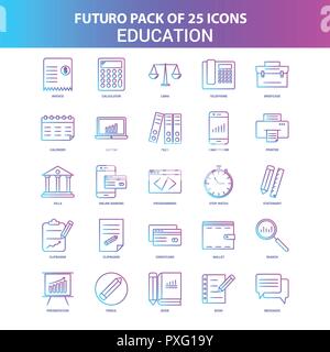 25 Blue and Pink Futuro Education Icon Pack Stock Vector Image & Art ...