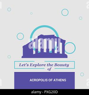 Let's Explore the beauty of Acropolis of Athens , Greece National Landmarks Stock Vector