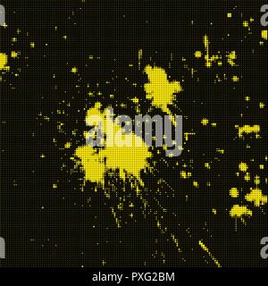 vector monochrome yellow halftone splashes artistic grunge dotted texture blank template modern background design for poster, landing, invitation or p Stock Vector