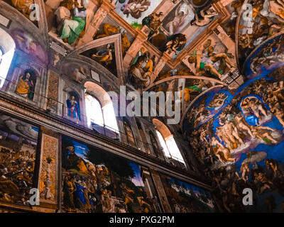 Italy, Vatican, Sistine Chapel, november 27, 2017, Ceiling of the Sistine chapel in the Vatican Museum Stock Photo