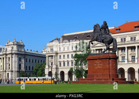 BUDAPEST, HUNGARY - MAY 5, 2018: Rakoczi Ferenc statue on Kossuth Lajos ter (square) in historic center of Budapest Stock Photo