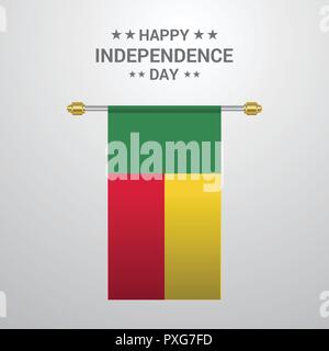 Benin Independence day hanging flag background Stock Vector