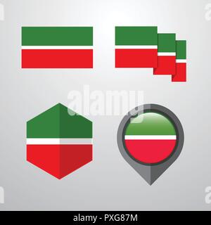 Tatarstan flag design set vector Stock Vector