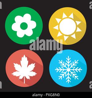 Vector Set of Seasons Icons. Winter, Spring, Summer, Autumn. Stock Vector