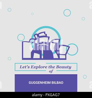 Let's Explore the beauty of Guggenheim Bilbao, Spain National Landmarks Stock Vector