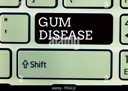 Text sign showing Gum Disease. Conceptual photo Inflammation of the soft tissue Gingivitis Periodontitis. Stock Photo