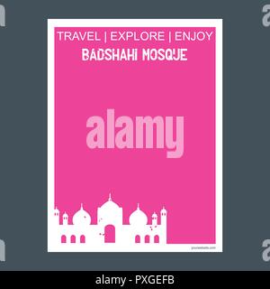 Badshahi Mosque Lahore, Pakistan monument landmark brochure Flat style and typography vector Stock Vector