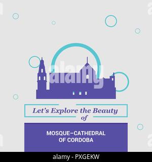 Let's Explore the beauty of Mosque-cathedral of Cardoba, Spain National Landmarks Stock Vector