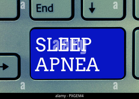 Handwriting text Sleep Apnea. Concept meaning The temporary stoppage of breathing during sleep Snoring. Stock Photo