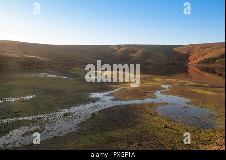 A view of Wessenden Head Reservoir, Saddleworth Moor at sunrise on October 22nd 2018. Stock Photo