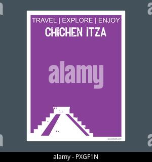 Chichen Itza Yucatan, Mexico monument landmark brochure Flat style and typography vector Stock Vector