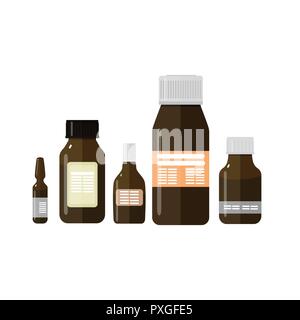 Set of medical bottles on a white isolated background Stock Vector