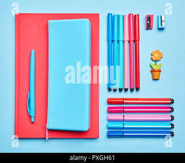 Composition lined with school supplies Stock Photo