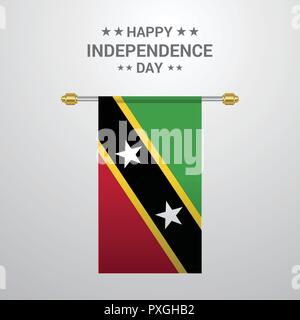 Saint Kitts and Nevis Independence day hanging flag background Stock Vector