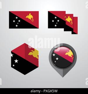 Papua New Guinea flag design set vector Stock Vector