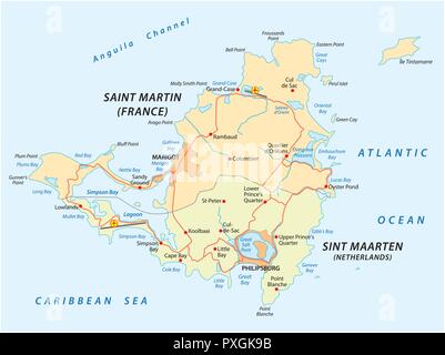 Saint Martin Island Political Map Stock Photo: 80777778 - Alamy
