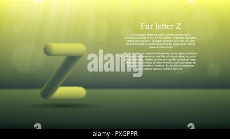Product display or advertising concept template. Vector illustration of fur letter Z over zucchini color gradient studio room background Stock Vector