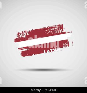 Flag of Latvia. Vector illustration of grunge brush stroke with Latvian national flag colors for your graphic and web design Stock Vector