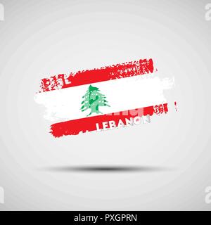 Flag of Lebanon. Vector illustration of grunge brush stroke with Lebanese national flag colors for your graphic and web design Stock Vector