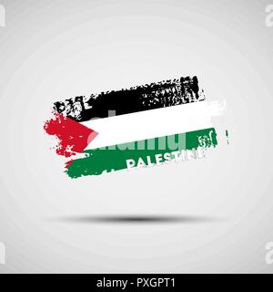 Flag of Palestine. Vector illustration of grunge brush stroke with Palestinian national flag colors for your graphic and web design Stock Vector