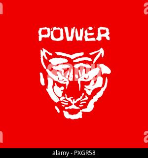 Power. Tiger head vector. Modern ink brush drawing animal head. Vector illustration. Stock Vector