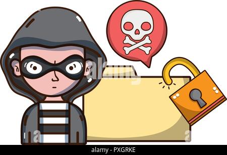 cybersecurity threat cartoon Stock Vector