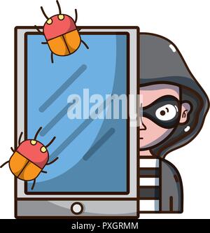 cybersecurity threat cartoon Stock Vector