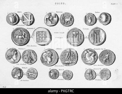 ANCIENT GREEK COINS Stock Photo