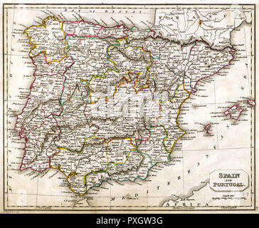 MAP/SPAIN/PORTUGAL 1827 Stock Photo