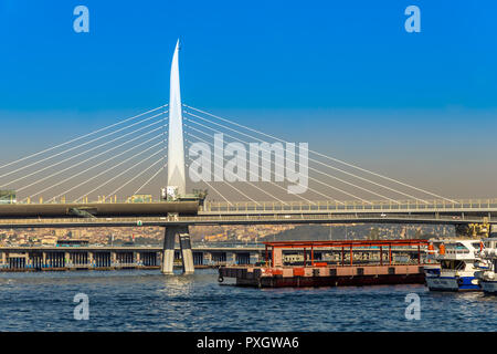 Istanbul, Turkey, September 23., 2018: The atatuerk Bridge over the Golden Horn Stock Photo