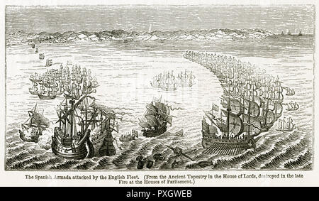 Destruction and Defeat of the Spanish Armada, 1588 Stock Photo ...