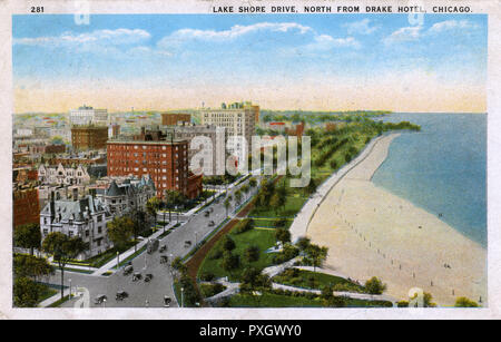 Lake Shore Drive, Looking North from Drake Hotel, Chicago Stock Photo