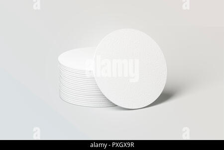 Download Blank white beer coaster stack mockup, top view, lying on the textured background. Squared clear ...