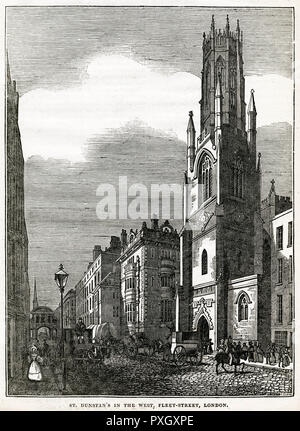 St. Dunstan's, Fleet Street, London 1834 Stock Photo