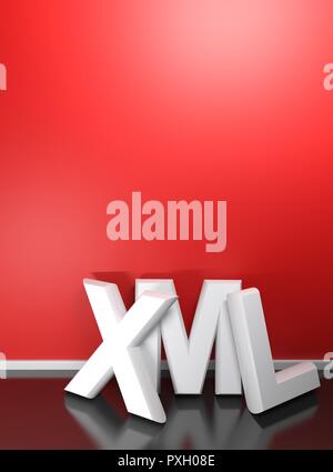 XML white 3D write at red wall - Book cover - 3D rendering Stock Photo