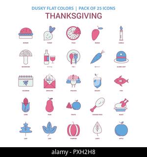 Thanksgiving  icon Dusky Flat color - Vintage 25 Icon Pack Stock Vector