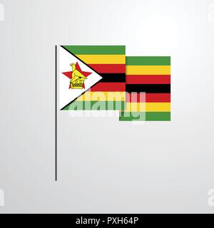 Zimbabwe waving Flag design vector Stock Vector