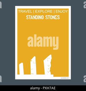 Standing stones Wiltshire, England monument landmark brochure Flat style and typography vector Stock Vector